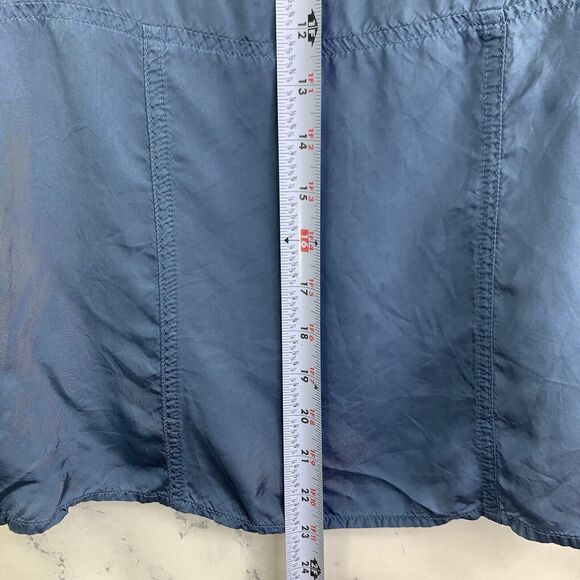 Next 2YK Women Blouse Blue Satin Top 8 M Sleeve Buckel Tie Retro Hong Kong Zip - Picture 3 of 11